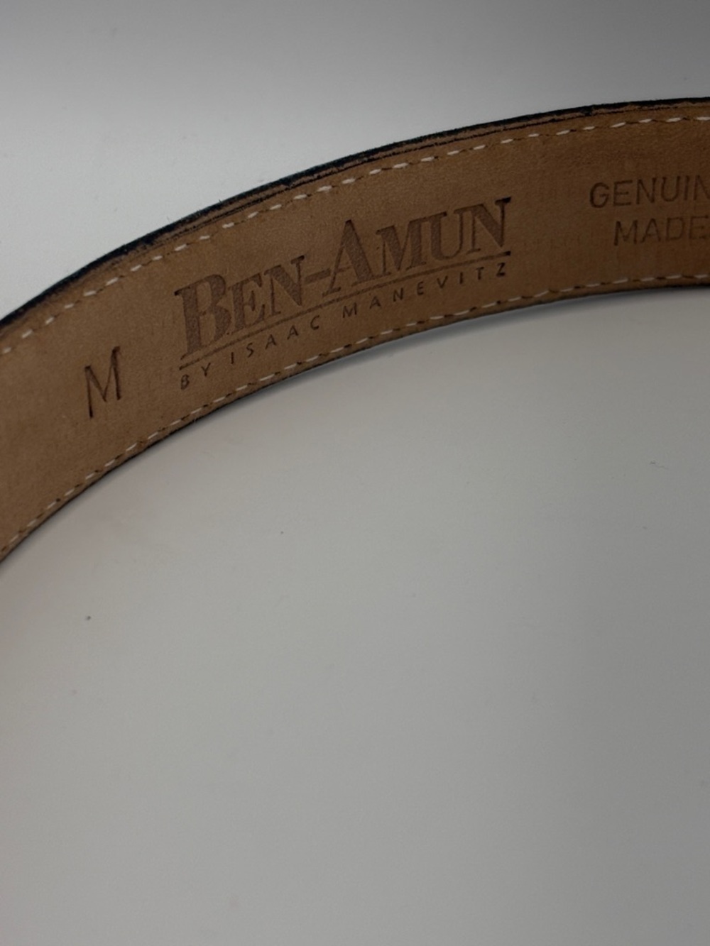 Ben-Amun Black Leather Belt with Roman Emperor Hadrian Gold Coin-Style Buckle M - Picture 4 of 10
